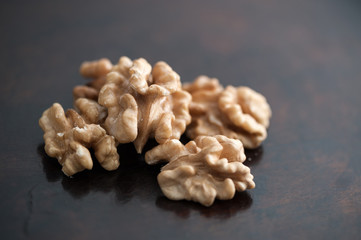 walnuts on dark background