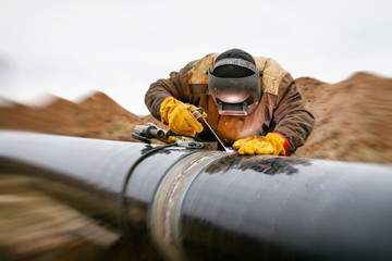 Wall Mural - Welding works on gas pipeline