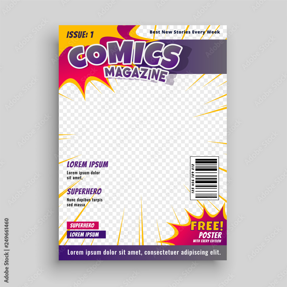Comic Magazine Sample comic magazine cover template design Stock Vector | Adobe Stock