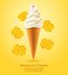 Honey : Flavored Soft Ice cream Set : Vector Illustration