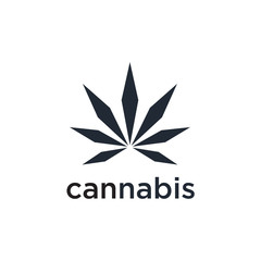 Poster - Creative marijuana health medical cannabis Leaf Line Art Logo design inspiration