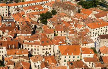 Tile roofs of old town of Kotor, Montenegro