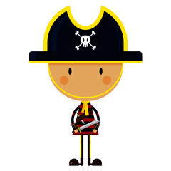 Sticker - Cute Cartoon Pirate Captain with Sword