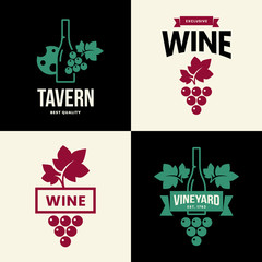 Wall Mural - Modern wine vector isolated logo collection for tavern, restaurant, house, shop, store, club and cellar. Premium quality vinery logotype illustration set. Fashion brand badge design template bundle.