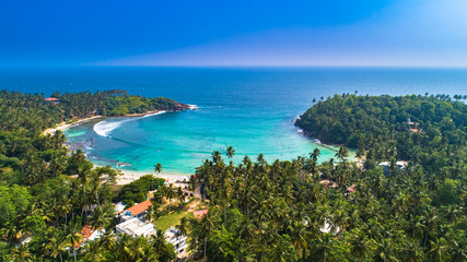 Canvas Print - Aerial. Surf beach Hiriketiya, Dikwella, Sri Lanka.