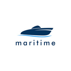 Poster - Ocean Ship logo, nautical sailing icon vector design. Sea boat illustration. Vector logo template.