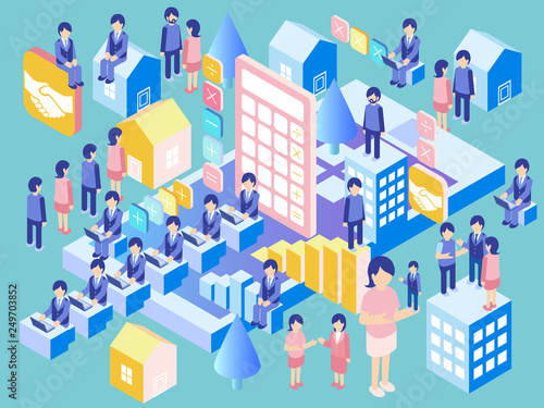 スマホとパソコンによる経理ビジネス 家とビルのアイソメ図ベクターデザインコンセプトイラスト緑背景 Stock Vector Adobe Stock スマホとパソコンによる経理ビジネス 家とビルのアイソメ図ベクターデザインコンセプトイラスト緑背景 Stock Vector Adobe Stock