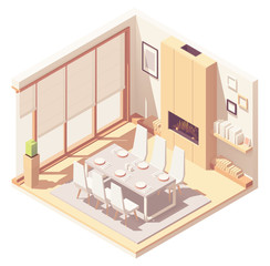 Sticker - Vector isometric dining room interior