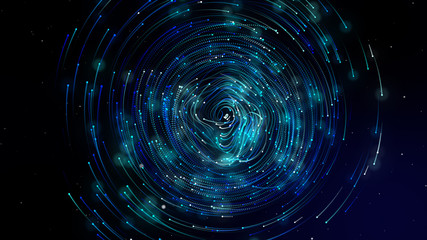 Wall Mural - simulation of galaxy light motion of stars in dark background, future energy and data technology of 