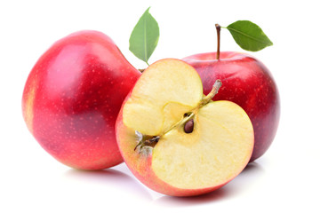 Sticker - Red apples on white background