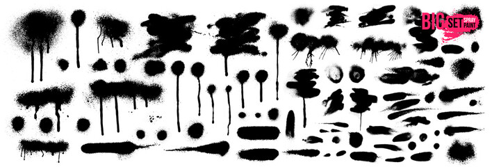 mega set of spray paint banner. spray paint abstract lines & drips. vector illustration. isolated on