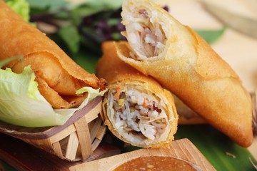 Canvas Print - fried spring rolls traditional for appetizer food