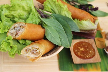 Wall Mural - fried spring rolls traditional for appetizer food