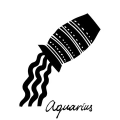 Aquarius zodiac hand drawing sign for horoscope. Usable for mystic  occult  palmistry and witchcraft alchemy. Vector.