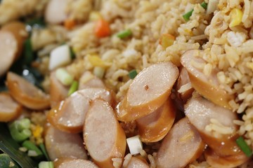 Sticker - sausage fried rice with vegetables is delicious