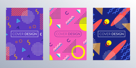 Canvas Print - cover design template with abstract geometric background. memphis style covers. poster, banner, broc