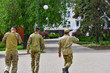 © andov - Military soldiers in the dismissal without a weapon walk around the city.