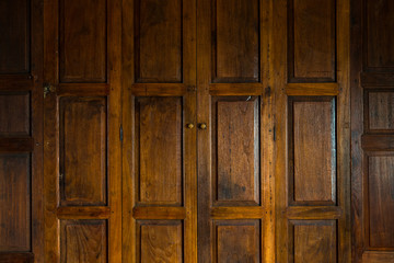 Wall Mural - Dark brown Thai style wooden door