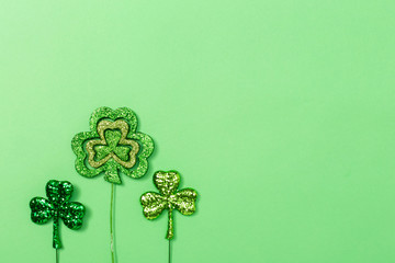 Saint Patricks Day ornaments with copy space