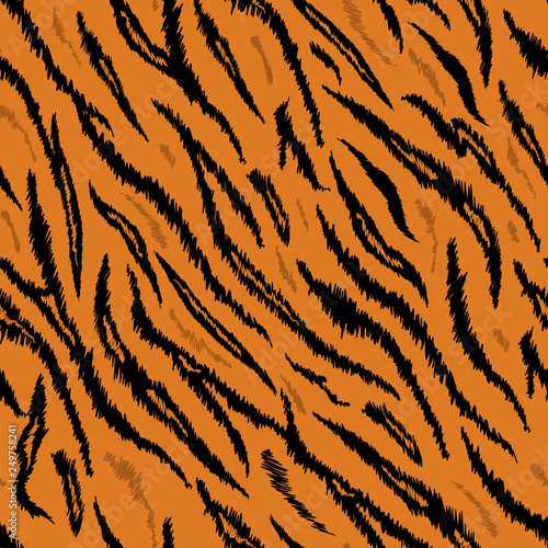 Tiger Texture Seamless Animal Pattern. Striped Fabric Background Tiger ...