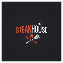 Poster - Steak house logo. Steak house icon on black