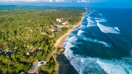 Wall Mural - Aerial. Beach view in Unawatuna, Sri Lanka.