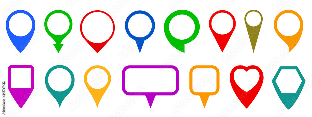 Set pin map marker pointer icon, GPS location flat symbol – for stock ...