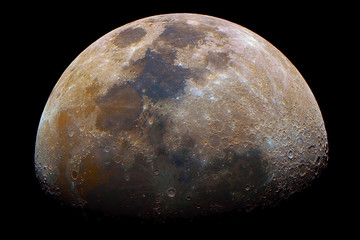 Wall Mural - detailed mineral moon in waxing gibbous phase and with its natural colors taken with large diameter 