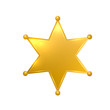 © Vera - Realistic 3d sheriff star isolated on white background. Glossy gold police badge vector icon. Golden hexagonal star. Easy to edit template for your design projects.