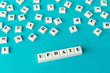 Business or education concept of updating a system, offer or personal knowledge and abilities - plastic cubes with letters to read Update.