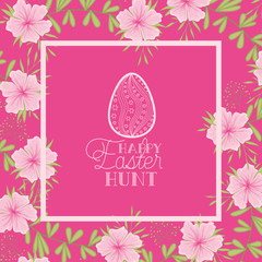 Sticker - happy easter egg frame with handmade font and flowers