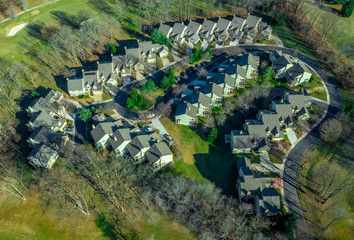 Wall Mural - Aerial view of residential town house complex