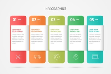 Wall Mural - process chart. business data. abstract element of chart, graph, diagram with 5 steps, options, parts