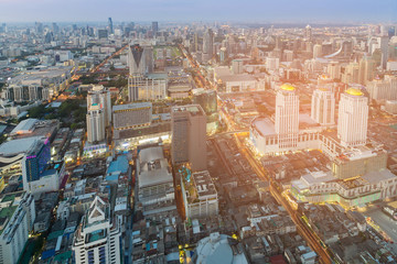 Wall Mural - Aerial view Bangkok city central business downtown, Thailand