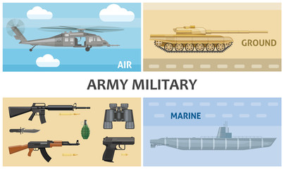 Poster - Flat Army And Military Composition