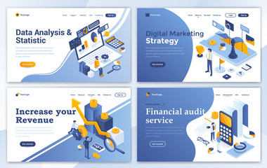 Wall Mural - flat modern design of website template - business and strategy set