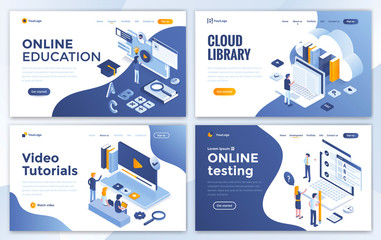 Wall Mural - flat modern design of website template - education set