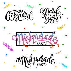 Wall Mural - Mardi Gras, Carnival, Masquerade lettering set.