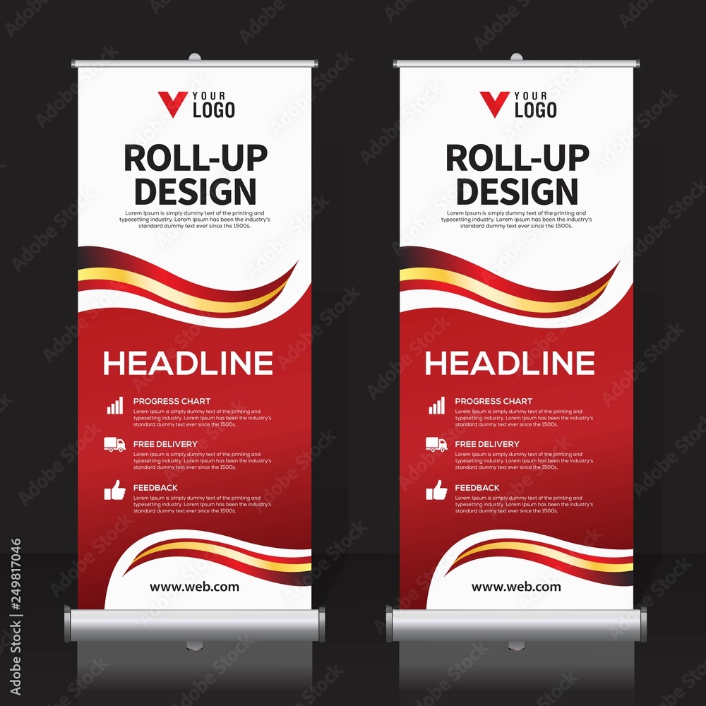 Roll up banner design template, vertical, abstract background, pull up ...