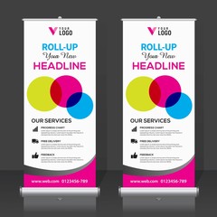 Wall Mural - roll up banner design template, vertical, abstract background, pull up design, modern x-banner, rect