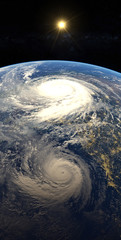 Wall Mural - hurricane visible above the earth, satellite view. elements of this image furnished by nasa.