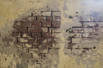 Wall Mural - empty old brick wall texture. painted distressed wall surface. grungy wide brickwall. grunge red sto