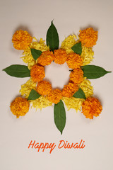 Sticker - Marigold Flower rangoli Design for Diwali Festival , Indian Festival flower decoration