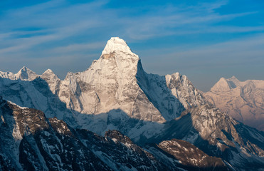 Island peak Nepal. Himalayas. Climbing to the top of Ailen Peak 6189 m.