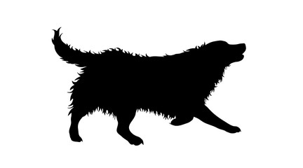 Illustration of running dog icon. Vector silhouette on white background.