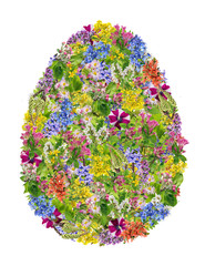 Wall Mural - easter egg made from spring european flowers and plants