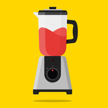 Blender Illustration With Red Fruit Smoothie Stationary Vector Icon