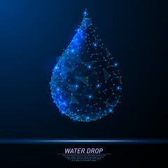 Poster - Abstract polygonal light of clean water drop