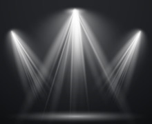 Spotlight Scene. Light Effect Spot Projector Ray Studio Glow Lamp Beams Shining Bright Lighting Show, Scene Illumination