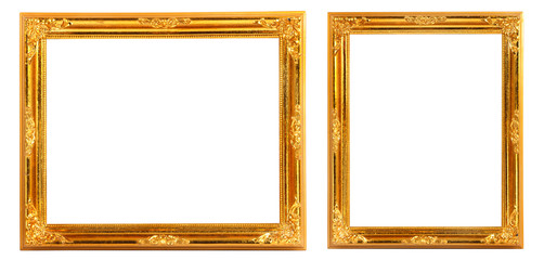 Wall Mural - GROUP of GOLDEN FRAMES ISOLATED ON WHITE BACKGROUND. GOLD FRAME.